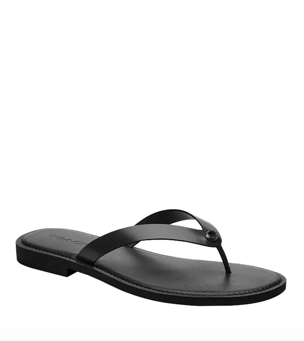 NWT Coach Women's Brianna Leather Flip Flop Flat Sandals Black Size US 8